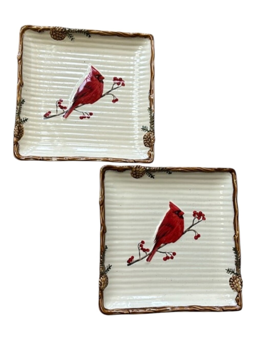 St. Nicholas Square Snow Valley Red Cardinal Square Plate Christmas Replacement